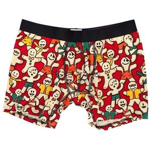 MeUndies Mens‎ Medium Red Christmas Gingerbread Man Modal Boxer Briefs NWOT